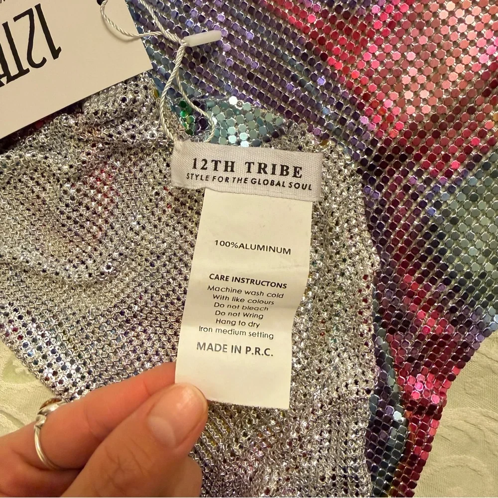 12th Tribe Rainbow Chainmail Halter Crop Top Small NWT Rave Festival Burning Man - Picture 3 of 4